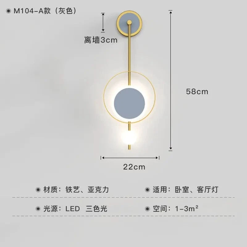 Applique Murale LED Design Scandinave Moderne | Marco Lucetti Gris A / Lumière neutre