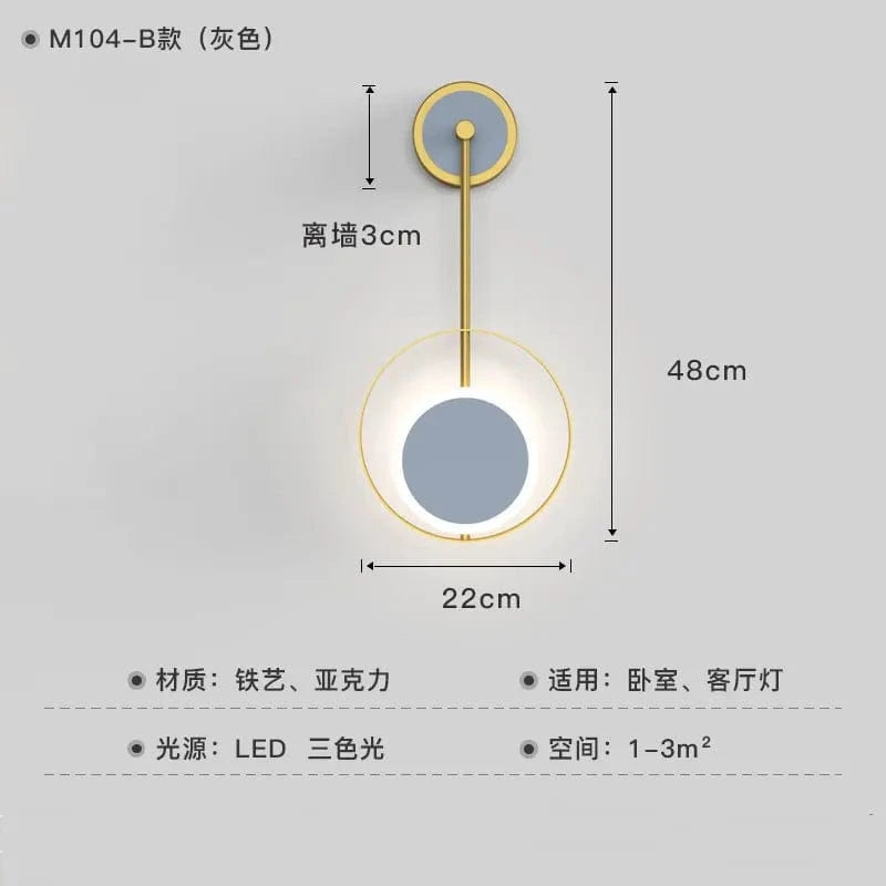 Applique Murale LED Design Scandinave Moderne | Marco Lucetti Gris B / Lumière blanche
