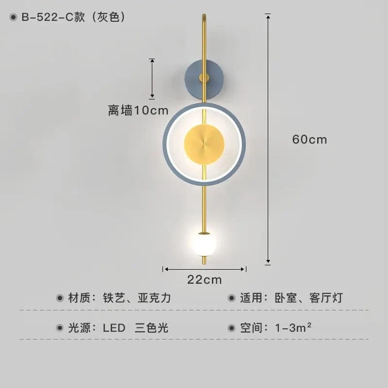 Applique Murale LED Design Scandinave Moderne | Marco Lucetti Gris C / Lumière neutre