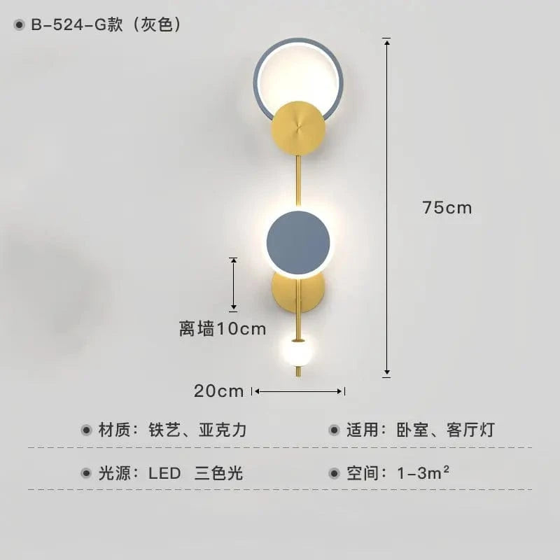 Applique Murale LED Design Scandinave Moderne | Marco Lucetti Gris G / Lumière chaude