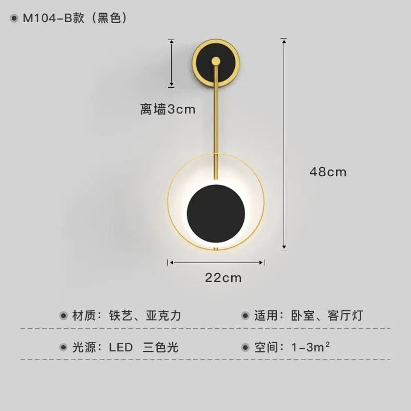 Applique Murale LED Design Scandinave Moderne | Marco Lucetti Noir B / Lumière blanche