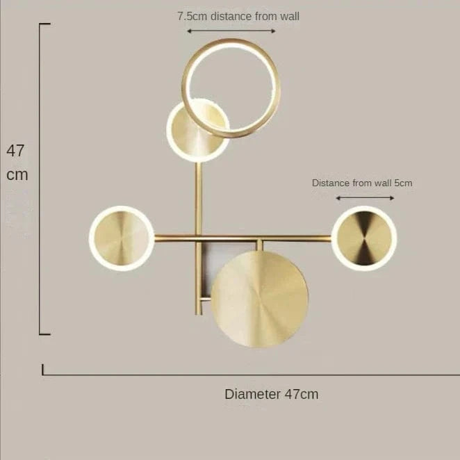Applique murale LED dorée design | Marco Lucetti 3 têtes / 3 couleurs claires