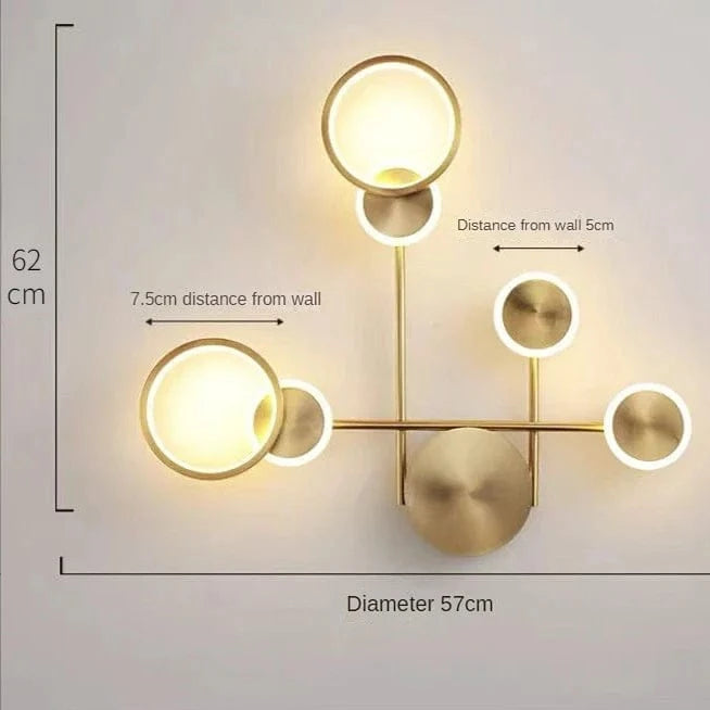 Applique murale LED dorée design | Marco Lucetti 4 têtes / 3 couleurs claires