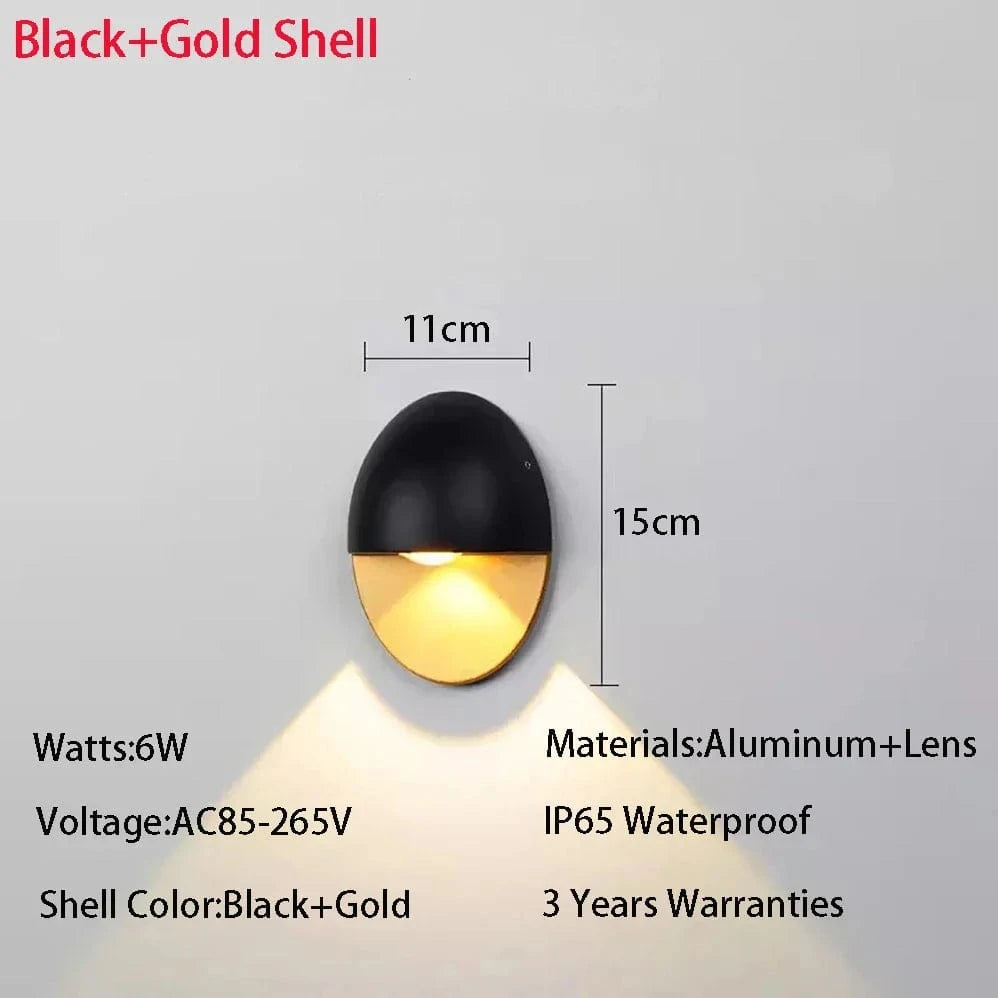 Applique murale LED dorée : design minimaliste pour l'extérieur | Marco Lucetti Lumière chaude / Or noir-6W