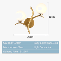 Applique murale LED dorée en métal et verre nordique postmoderne pour café loft | Marco Lucetti