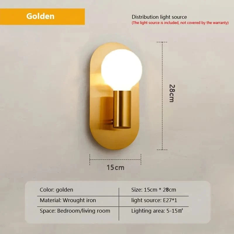 Applique Murale LED Dorée en Verre avec Plaque Ronde | Marco Lucetti WL521 Blanc Lait / Sans ampoule