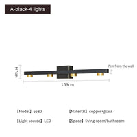 Applique murale LED dorée moderne | Marco Lucetti A-noir-4 lumières / Blanc chaud (2700-3500K)