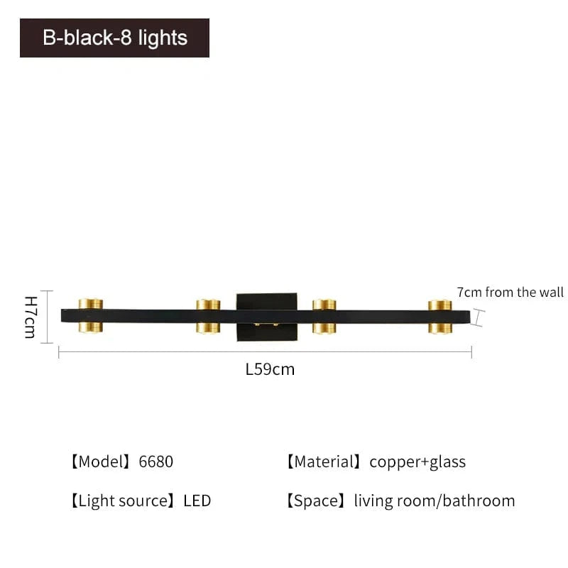 Applique murale LED dorée moderne | Marco Lucetti B-noir-8 lumières / Blanc chaud (2700-3500K)