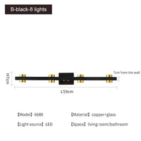 Applique murale LED dorée moderne | Marco Lucetti B-noir-8 lumières / Blanc chaud (2700-3500K)