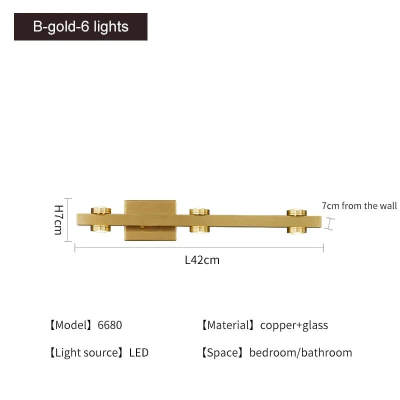 Applique murale LED dorée moderne | Marco Lucetti B-or-6 lumières / Blanc chaud (2700-3500K)