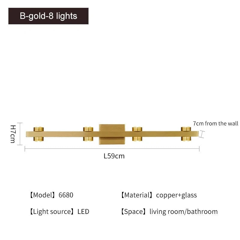 Applique murale LED dorée moderne | Marco Lucetti B-or-8 lumières / Blanc chaud (2700-3500K)