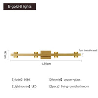 Applique murale LED dorée moderne | Marco Lucetti B-or-8 lumières / Blanc chaud (2700-3500K)