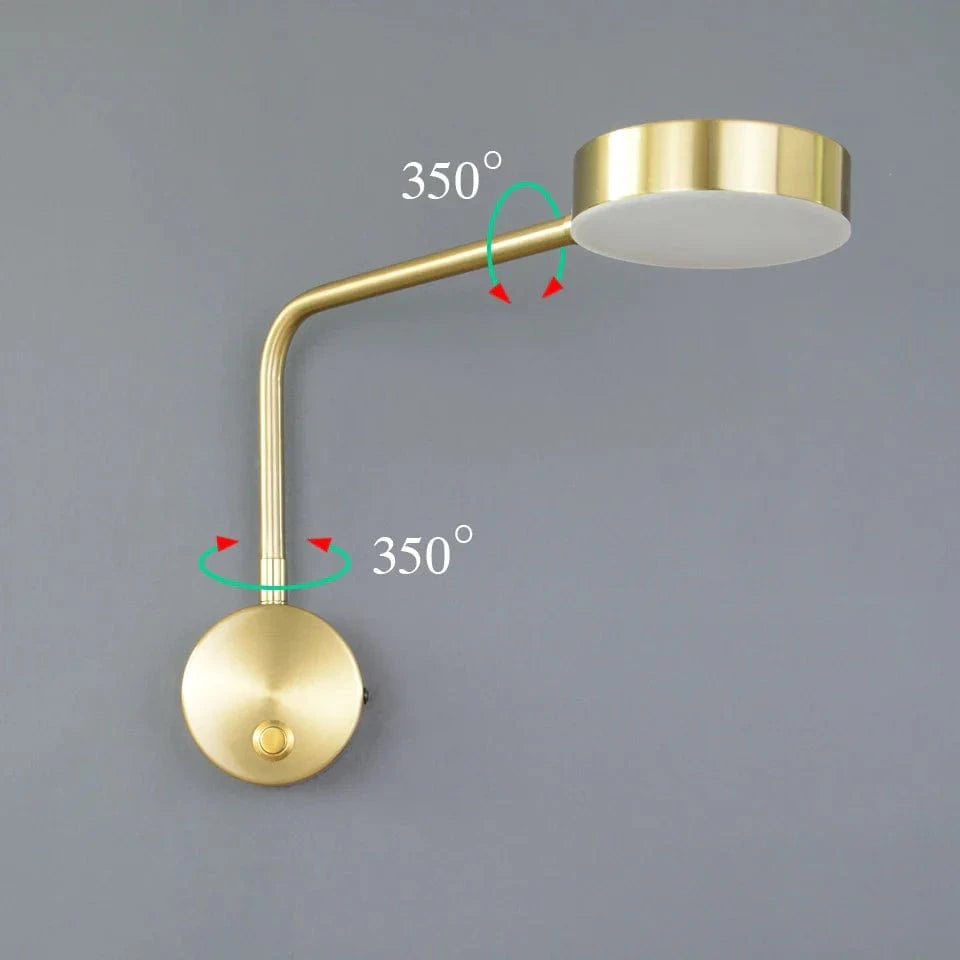 Applique murale LED dorée moderne minimaliste, angle réglable | Marco Lucetti