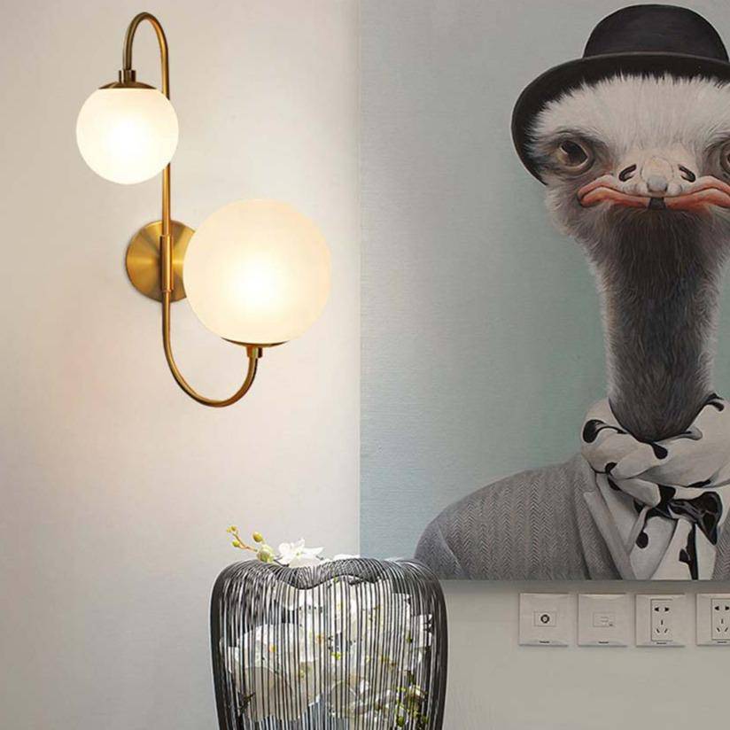 Applique murale LED Double Boule Verre Dorée | Marco Lucetti