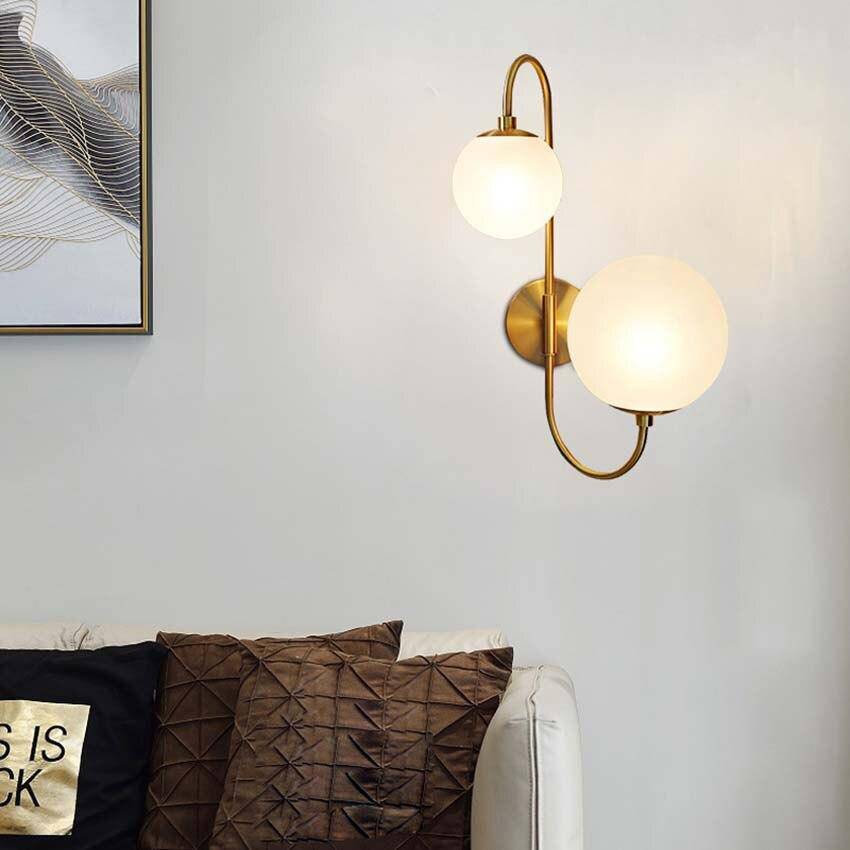Applique murale LED Double Boule Verre Dorée | Marco Lucetti