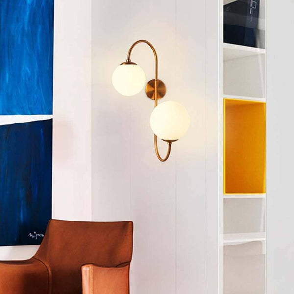 Applique murale LED Double Boule Verre Dorée | Marco Lucetti