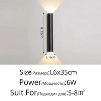 Applique Murale LED Double Tête Style Nordique Moderne | Marco Lucetti Rond noir L6x35cm / Blanc chaud (2700-3500K)