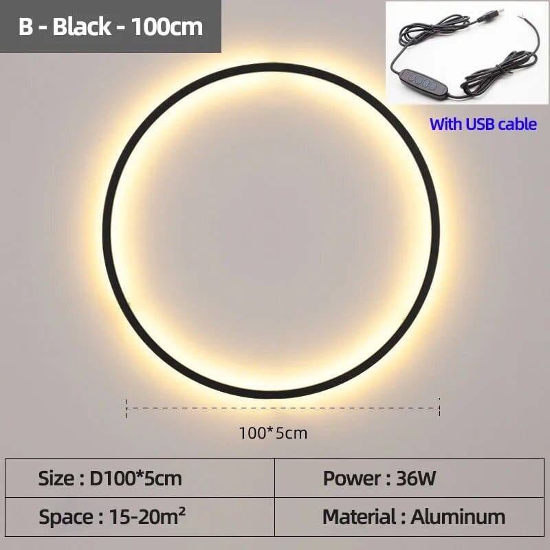 Applique murale LED - Éclairage d'Intérieur Design | Marco Lucetti B Noir USB 100 cm / Lumière chaude Pas de télécommande