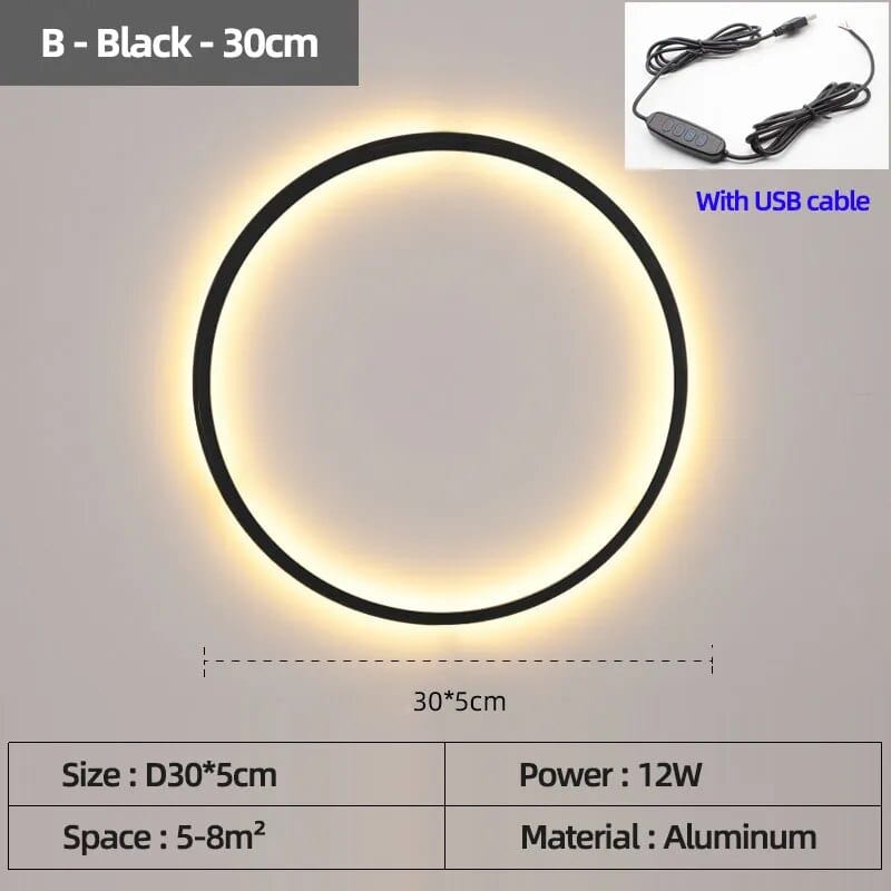 Applique murale LED - Éclairage d'Intérieur Design | Marco Lucetti B Noir USB 30 cm / Lumière chaude Pas de télécommande