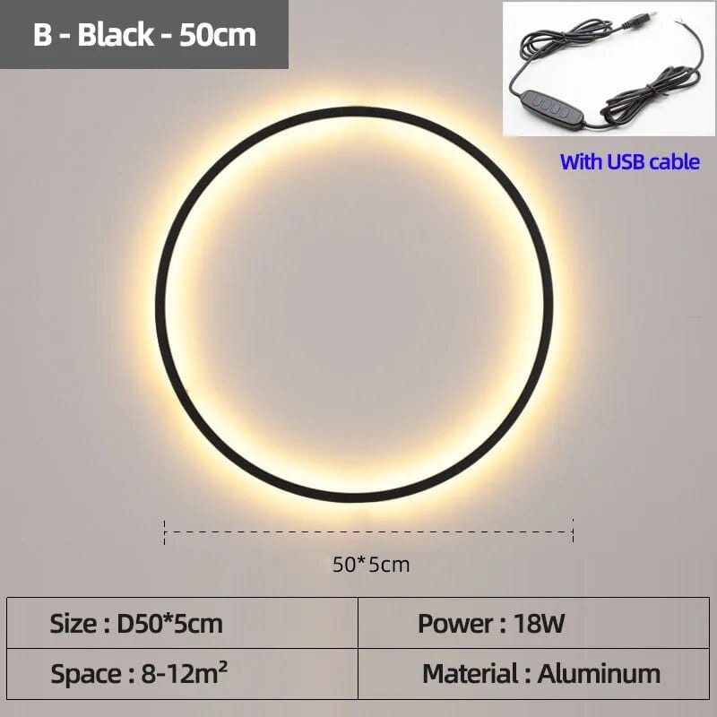 Applique murale LED - Éclairage d'Intérieur Design | Marco Lucetti B Noir USB 50 cm / Lumière chaude Pas de télécommande