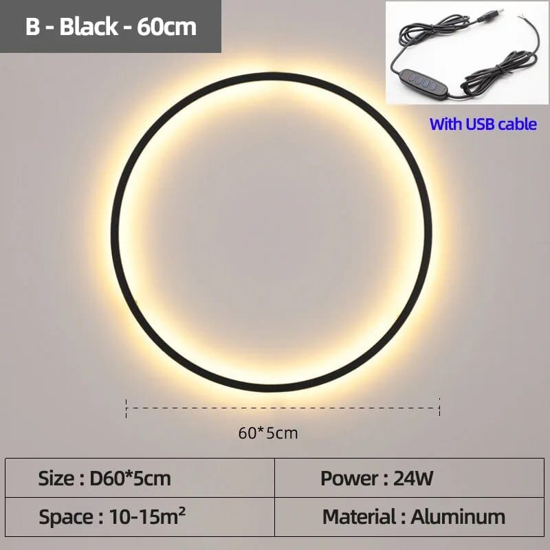 Applique murale LED - Éclairage d'Intérieur Design | Marco Lucetti B Noir USB 60 cm / Lumière chaude Pas de télécommande