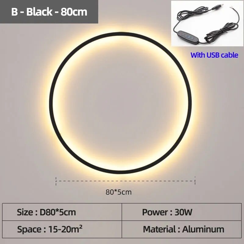 Applique murale LED - Éclairage d'Intérieur Design | Marco Lucetti B Noir USB 80 cm / Lumière chaude Pas de télécommande