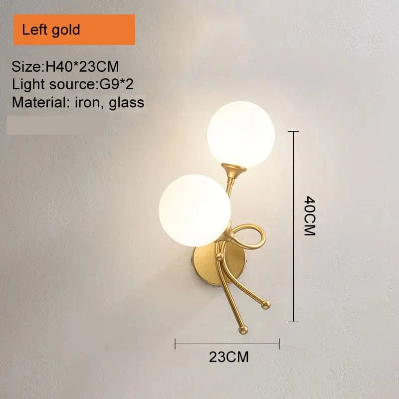Applique murale LED élégante avec boule de verre pour intérieur. | Marco Lucetti L&#39;or à gauche / CHINE / G9 blanc chaud | 5W