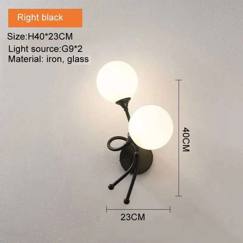 Applique murale LED élégante avec boule de verre pour intérieur. | Marco Lucetti Noir Droite / CHINE / G9 blanc chaud | 5W