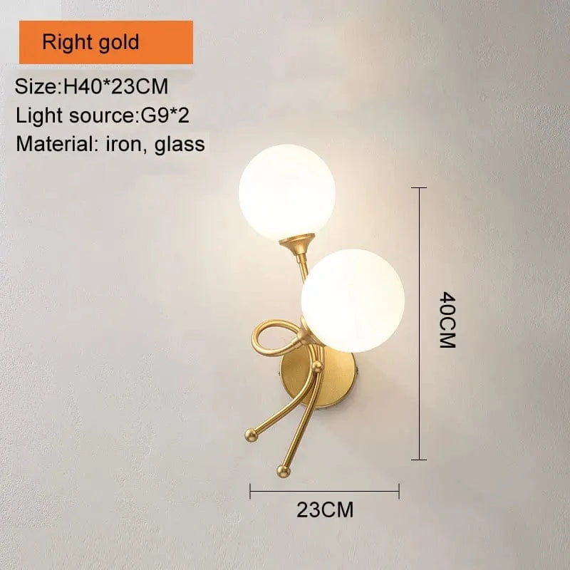 Applique murale LED élégante avec boule de verre pour intérieur. | Marco Lucetti Or à droite / CHINE / G9 blanc chaud | 5W