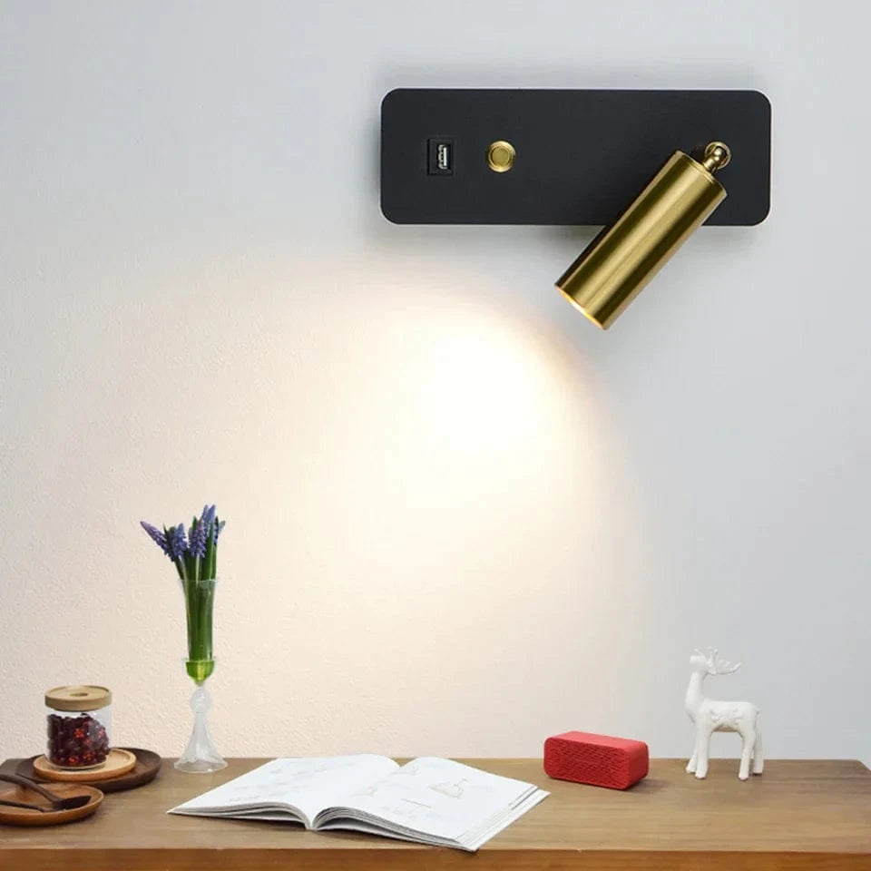 Applique murale LED élégante avec interface USB - 7W - Blanc/Noir | Marco Lucetti