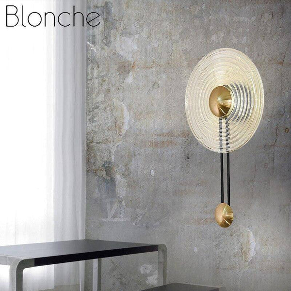 Applique murale LED élégante - Cercle doré & disque verre | Marco Lucetti