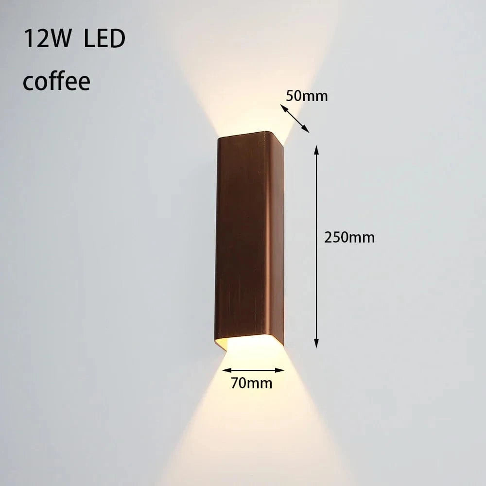 Applique murale LED en aluminium 12W/18W - Design moderne pour chambre, salon, allée et couloir | Marco Lucetti Corps de café 12W / Blanc froid (5 500-7 000 K).