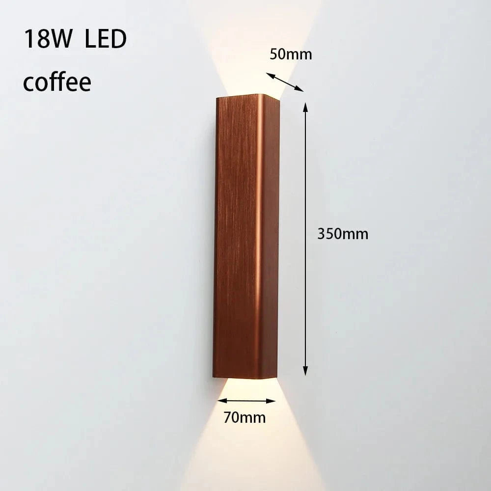 Applique murale LED en aluminium 12W/18W - Design moderne pour chambre, salon, allée et couloir | Marco Lucetti Corps de café 18W / Blanc chaud (2700-3500K)