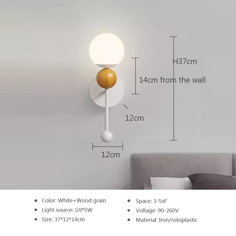 Applique murale LED nordique en bois