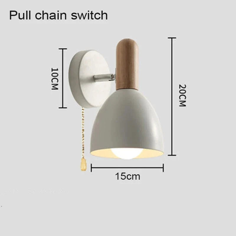 Applique murale LED en bois avec abat-jour Macaron | Marco Lucetti Chaîne de traction blanche / Blanc chaud (2700-3500K)