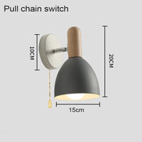 Applique murale LED en bois avec abat-jour Macaron | Marco Lucetti Chaîne de traction grise / Blanc chaud (2700-3500K)