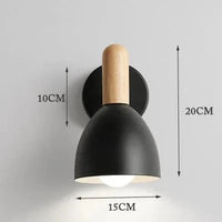 Applique murale LED en bois avec abat-jour Macaron | Marco Lucetti Noir / Blanc chaud (2700-3500K)