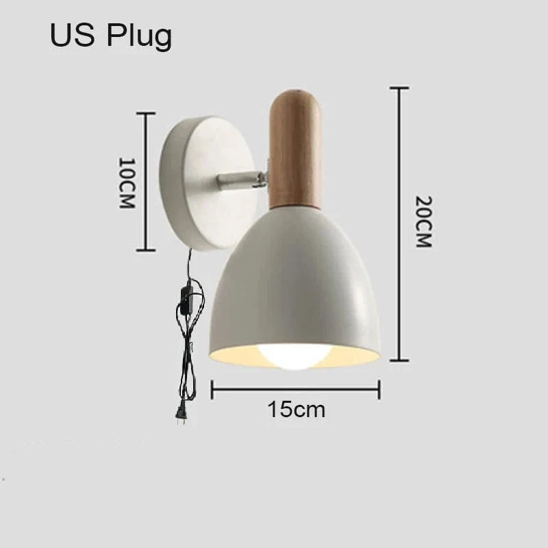 Applique murale LED en bois avec abat-jour Macaron | Marco Lucetti Prise américaine blanche / Blanc chaud (2700-3500K)