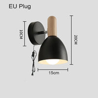 Applique murale LED en bois avec abat-jour Macaron | Marco Lucetti Prise UE noire / Blanc chaud (2700-3500K)