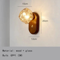 Applique murale LED en bois avec interrupteur - Édition Nouveau Style | Marco Lucetti Verre A-Ambre / Lumière chaude 3000K