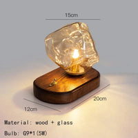 Applique murale LED en bois avec interrupteur - Édition Nouveau Style | Marco Lucetti Verre B-Ambre / Lumière blanche 550K