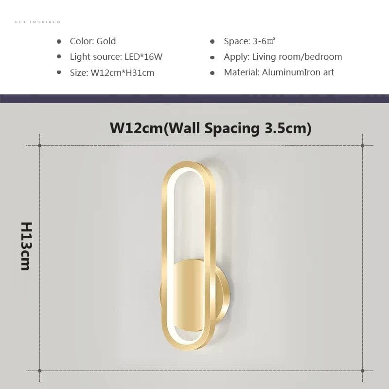 Applique murale LED en bois contemporain | Marco Lucetti Or / Lumière blanche