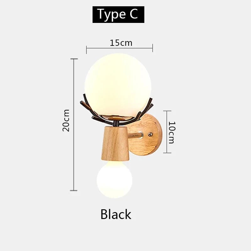 Applique murale LED en bois de style industriel pour hôtel de luxe | Marco Lucetti Type C noir / CHINE / E27