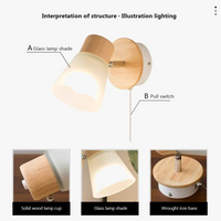 Applique murale LED design en bois et verre