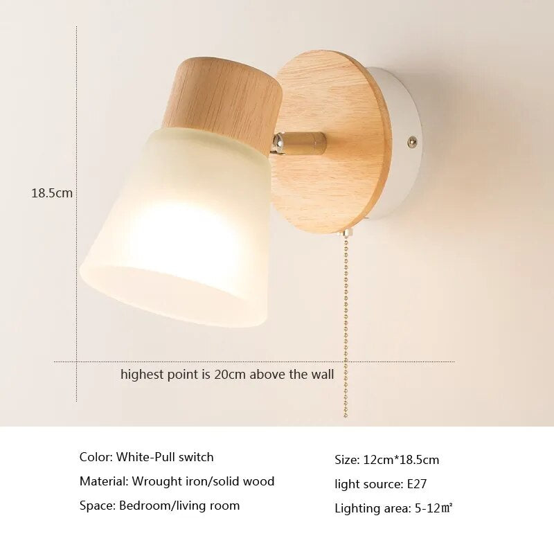 Applique murale LED design en bois et verre