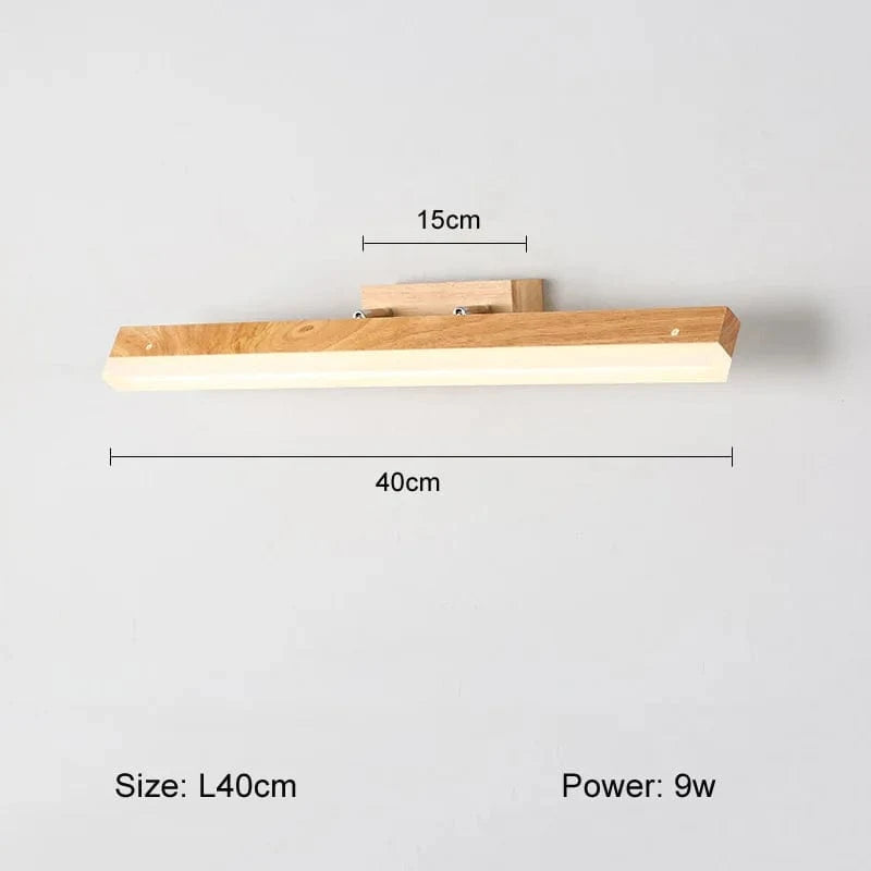 Applique murale LED en bois massif de style nordique pour la lecture | Marco Lucetti A style 40cm 9w / Blanc froid (5 500-7 000 K).