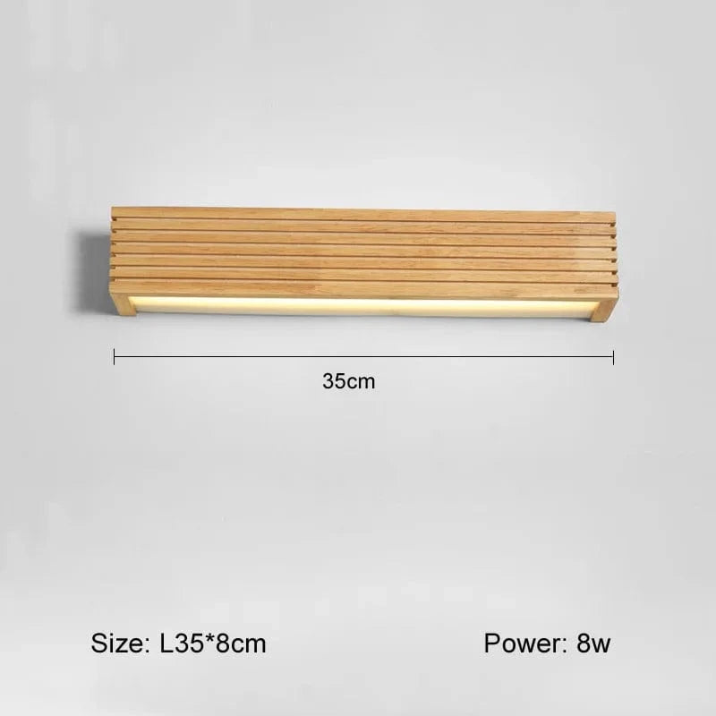 Applique murale LED en bois massif de style nordique pour la lecture | Marco Lucetti Style B 35cm 8w / Blanc froid (5 500-7 000 K).