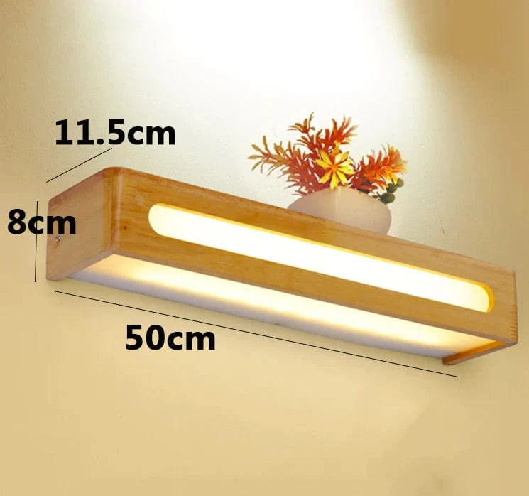 Applique murale LED en bois massif nordique à longue bande | Marco Lucetti L 50cm / Blanc chaud (2700-3500K)