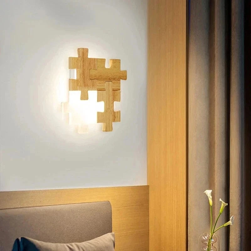 Applique murale LED en bois massif style nordique | Marco Lucetti Style de casse-tête / 3 couleurs