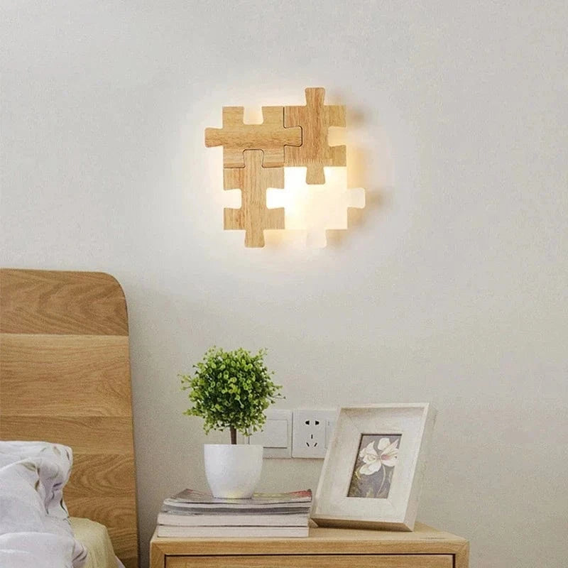 Applique murale LED en bois massif style nordique | Marco Lucetti Style de casse-tête / 3 couleurs